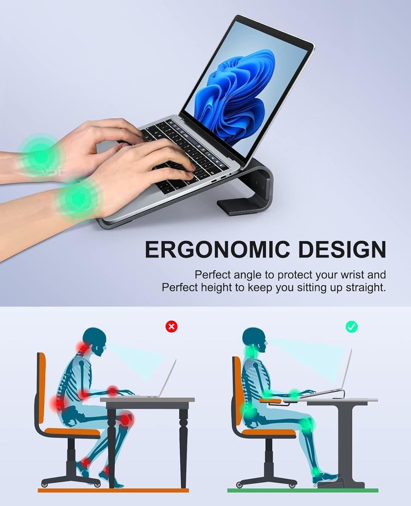 Soqool Laptop Stand for Desk, Ergonomic Detachable Laptop Riser, Aluminum MacBook Stand, Compatible with 12-17'' All Laptops Such as MacBook Pro/HP/Dell/Lenovo, Black - Image 3